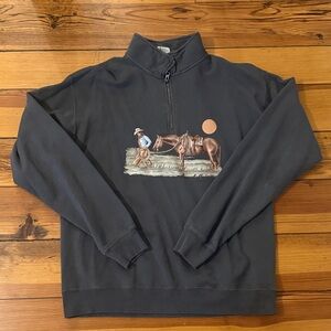 Woman’s Gret Quarter-Zip Sweater with Western Print